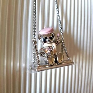 3D Teddy Bear Painter on a Swing Necklace